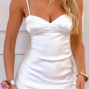 Elegant White Satin Dress